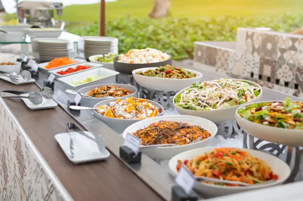 Travel to Dubai - Dubai Brunch Index 2026: Where To Go, What To Pay And What You Actually Get - Photo: Assorted fresh salads displayed