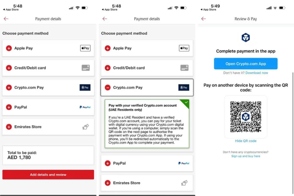 Steps for Emirates Crypto Payments